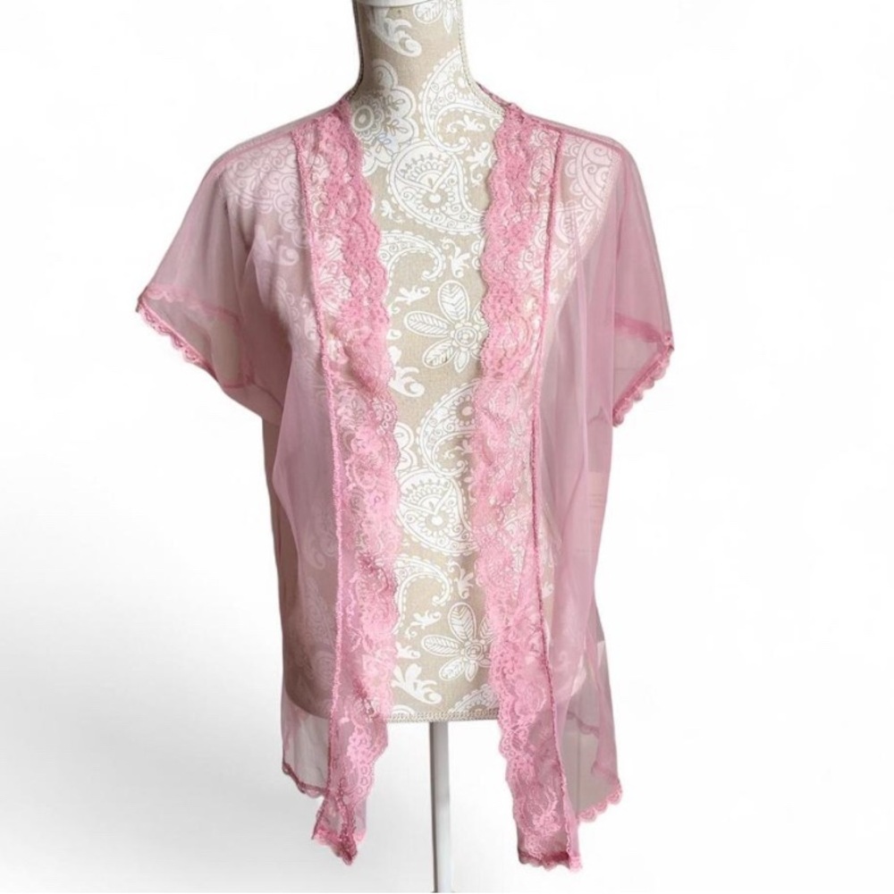 Vintage Pink Sheer Lace Robe